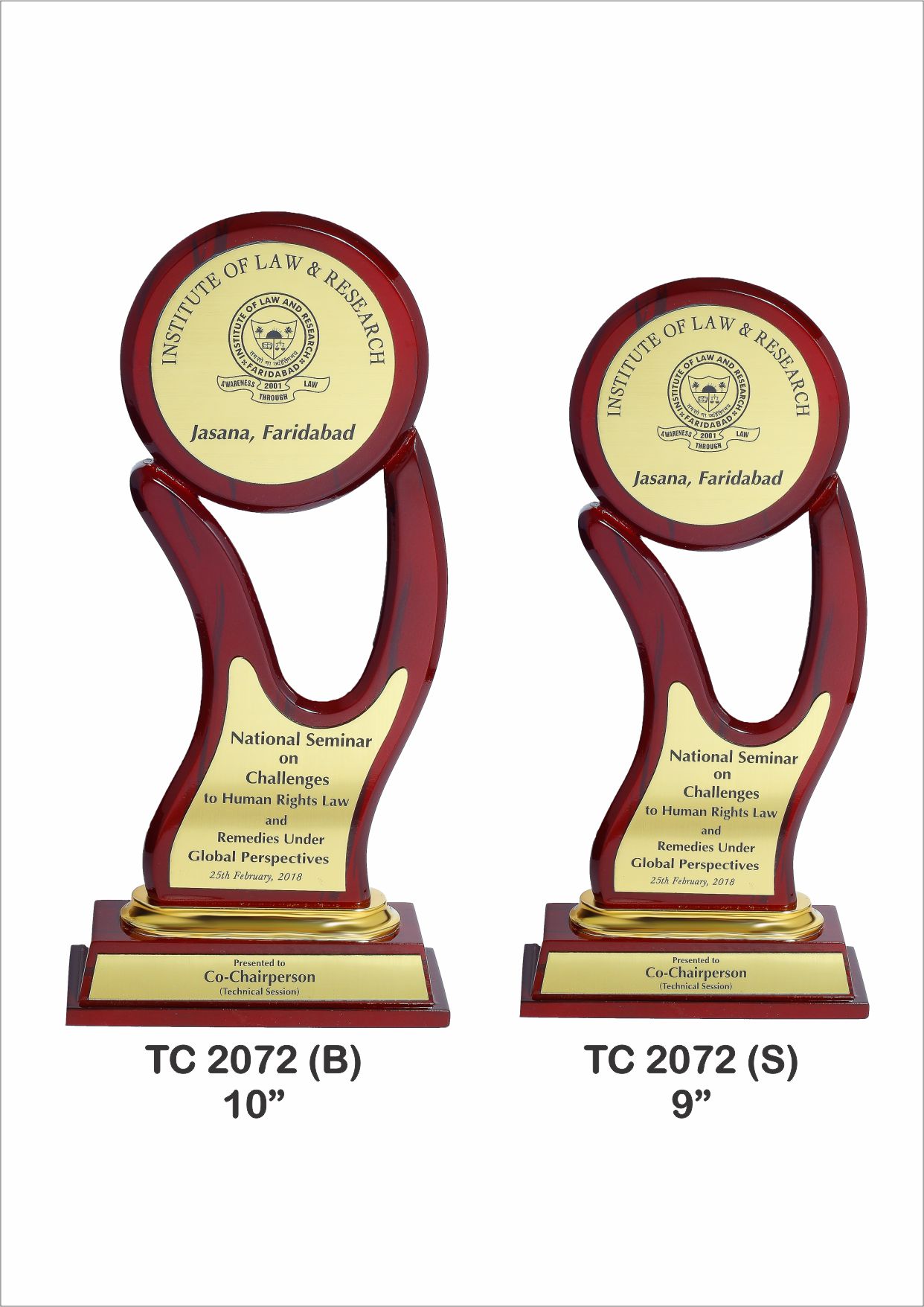Wooden trophy supplier to organization